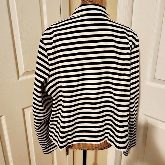 Lane Bryant Lined Asymmetrical Zip Zipper Navy White Striped Jacket Women's 22 - Picture 3 of 8